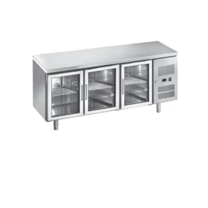 GN Series Glass-Door Refrigerated Prep Counters with LED-Lit Storage