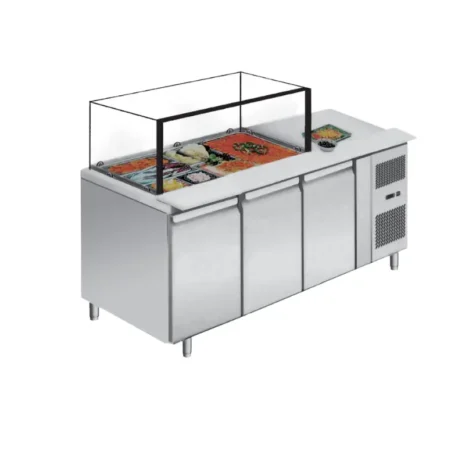 _Glass-Top Stainless Steel Salad Prep Counter _Glass-Top Stainless Steel Salad Prep Counter