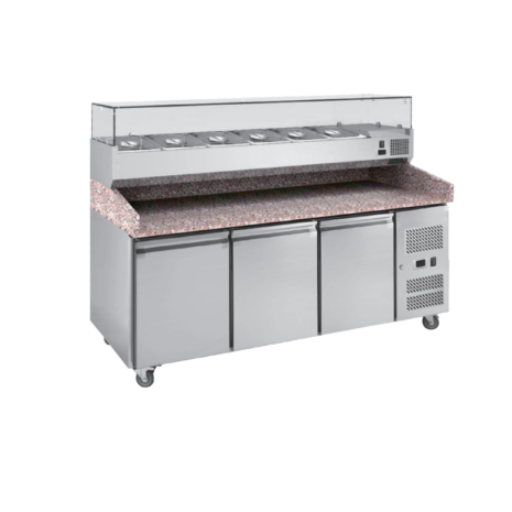 Granite-Top Pizza & Sandwich Prep Counter with VRX Topping Rail (2) Granite-Top Pizza & Sandwich Prep Counter with VRX Topping Rail (2)
