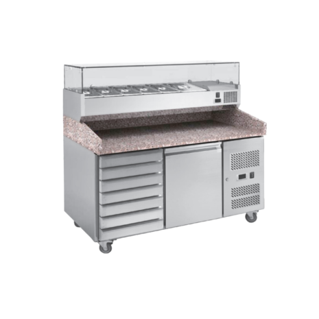 Granite-Top Pizza & Sandwich Prep Counter with VRX Topping Rail (4) Granite-Top Pizza & Sandwich Prep Counter with VRX Topping Rail (2)