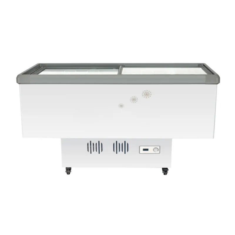 Commercial Flat Glass Island Freezer