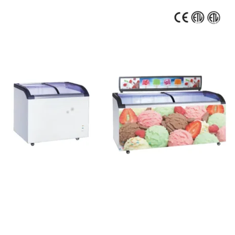 Curved Glass Sliding Lid Chest Freezer
